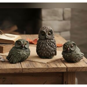 3 Vtg Small Owl Figurines Brown Gray Made Taiwan Price Product Collectible Set